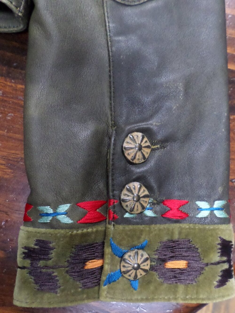DOUBLE D RANCH Leather Jacket-Brown-Multicolor Embroidery--Women's Small--NWOT - Picture 7 of 10